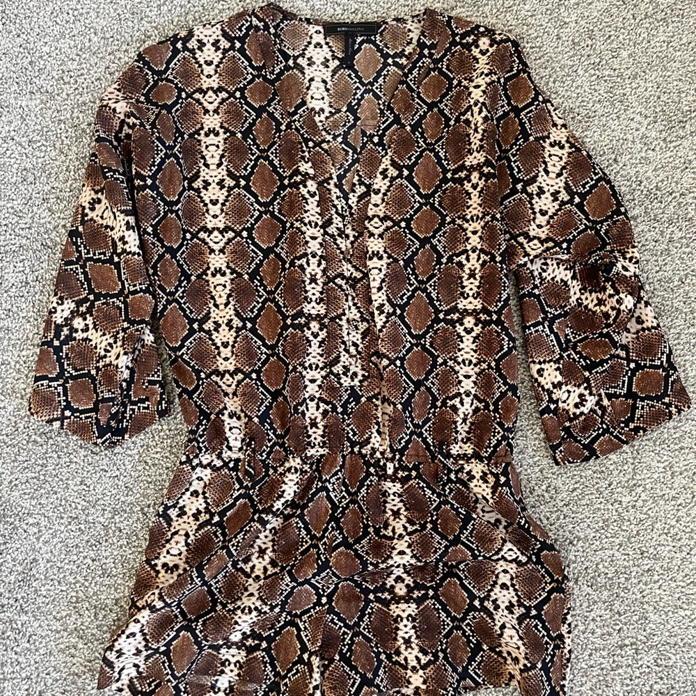 BCBGMaxAzria Brown Snake Print Romper